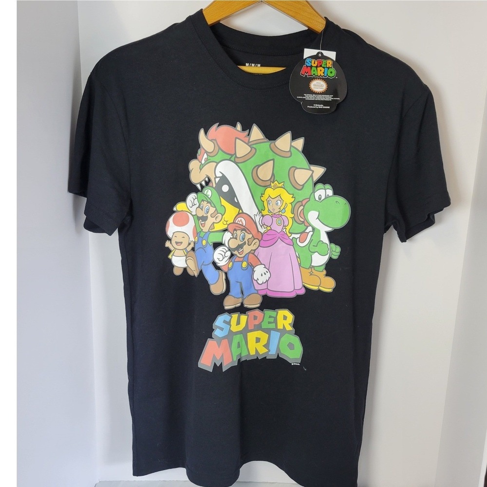 Nintendo Super Mario Bros Mens Graphic T-Shirt Black Mad Engine 5NSM3JDMSC3 MD